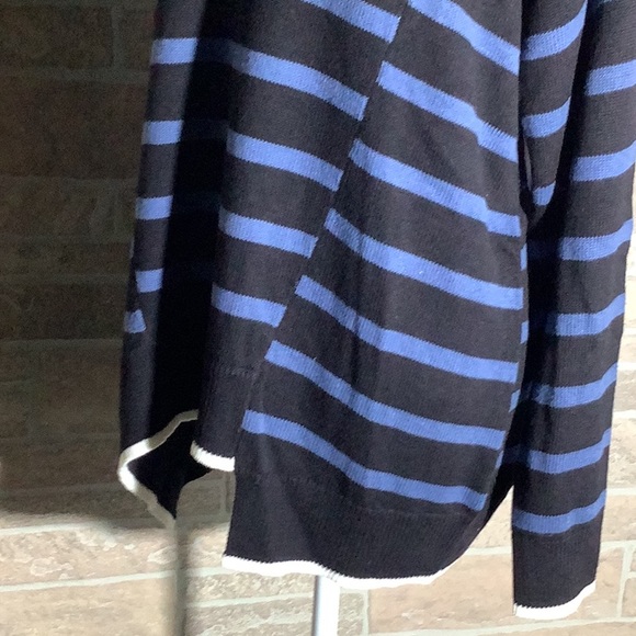 Simply Vera VERAWANG NEW - Sz L - striped  tunic sweater assymetric front - Picture 2 of 6